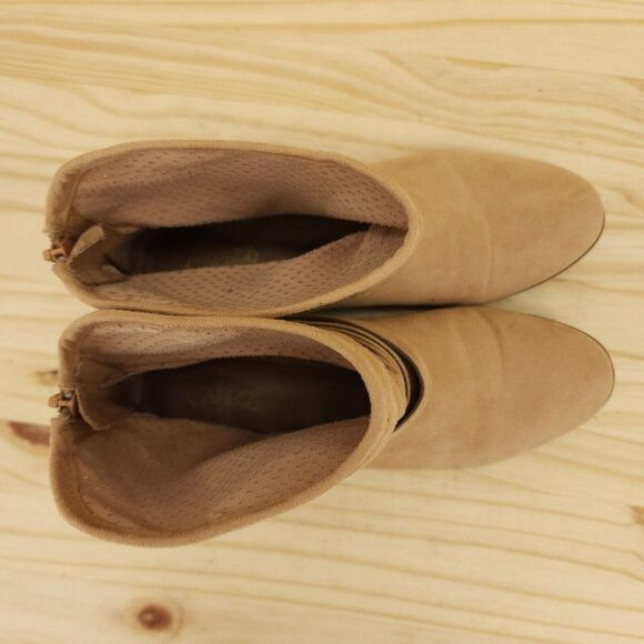 Carlos Womens Abbey Western Ankle Boots 7 Tan Fabric Strappy Chic Booties - Picture 3 of 11